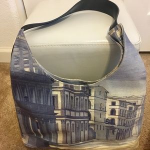 Italy Streets Scene Leather Tote